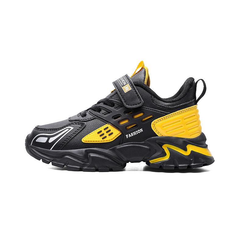 Boys' shoes 10-15 years old Spring and autumn new leather surface lightweight soft sole Children's students lightweight running sports shoes