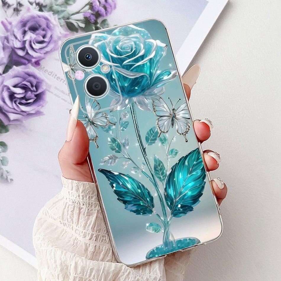 For OPPO Reno7 Z 5G / Reno8 Z 5G Elegant Floral Butterfly Phone Case For Oppo Reno 7Z 8Z 5G Soft Silicone TPU Cases