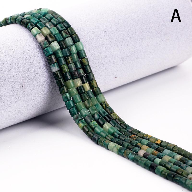 4x4mm Emperor Stone Cylinder Beads - Pink Opal, Xiuyu Serpentine, Flower Jade, Green Dragon Vein Spacer Beads