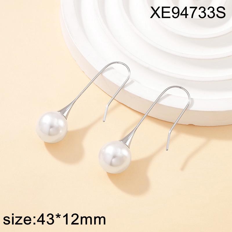 Elegant Gold-Plated Titanium Steel Pearl Drop Earrings for Women