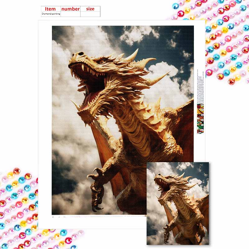 New Arrival 5D DIY Full Circle Diamond Painting "Flying Dragon" Embroidery Cross Stitch Home Decor Gift