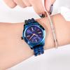 Fashion high-value steel belt watch women's light luxury rhinestone dial waterproof quartz watch