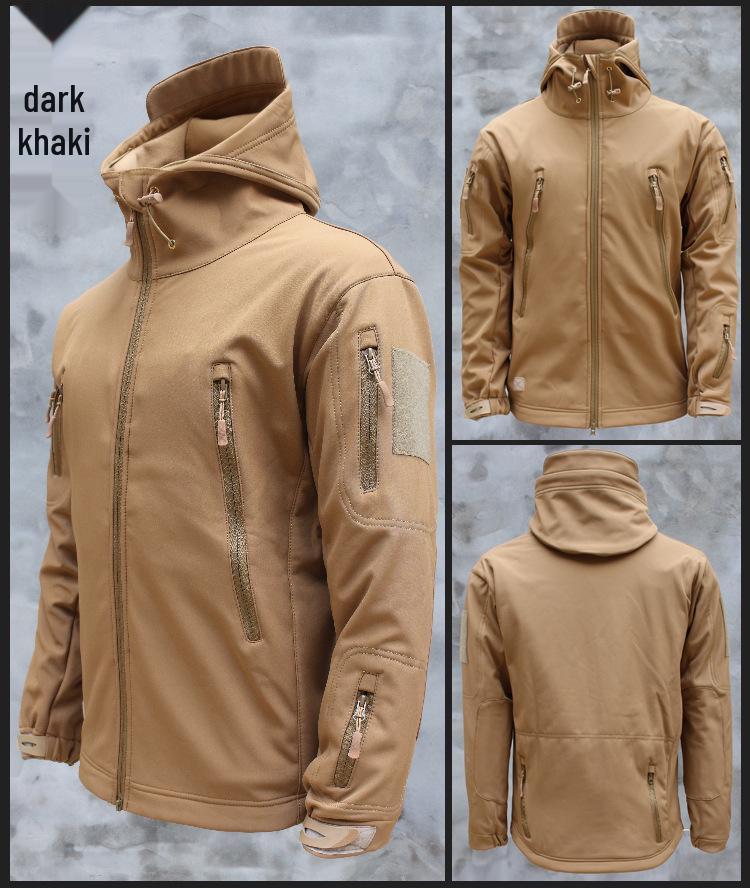 Men's Tactical Softshell Fleece Jacket: Windproof, Waterproof, Outdoor Sports Outerwear.