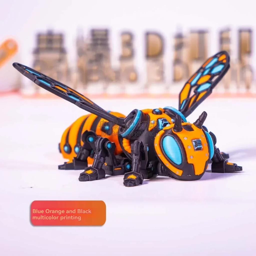 New Mechanical Bee 3D Printed Multi-joint Home Desk Desk Door Room Storage Accessories For Kids Toy Gift# Color: 3