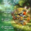 Metal Robin Bird Wind Chime with Autumn Leaves 2D Rotating Design for Outdoor Garden Balcony Patio Decor No Battery Needed