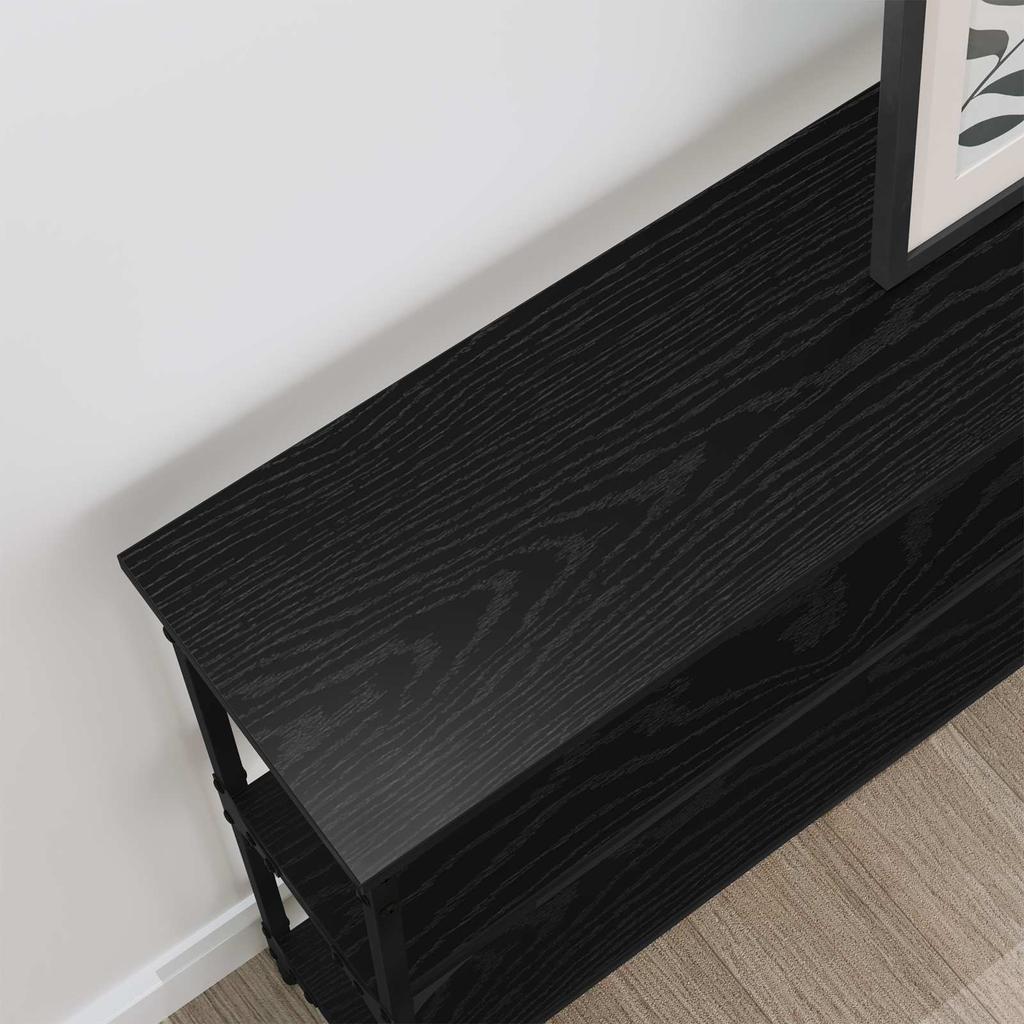 Console Table with Shelf Black Oak Effect 100 X 22.5 X 75 Cm