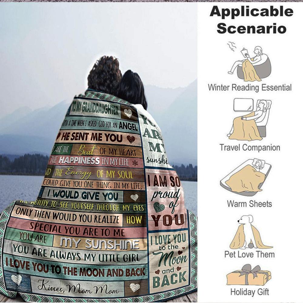 1PC Heartfelt Messages for Granddaughters Blanket, Throw For Sofa, Bed, Travel, Printing Blanket With Soft And Warm Fabric Yy250918186