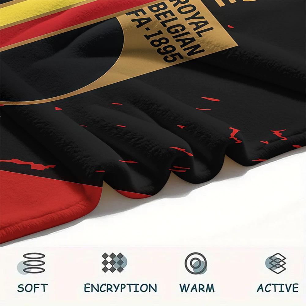Belgium National Football Printed Flannel Blanket, Soft Throw for Bedroom Sofa, Washable,soccer Fan Merchandise, Great Gift.