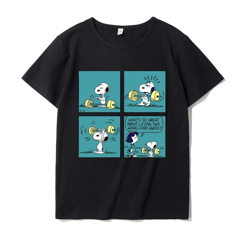 Classic Snoopy Cotton Men's Women's T-shirt Snoopy Cartoon Printed Summer Fashion Casual Comfortable Top Street Clothing