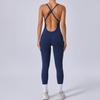 Cross-back LULU Style Aerial Yoga Jumpsuit with Adjustable Shoulders for Fitness and Sports.