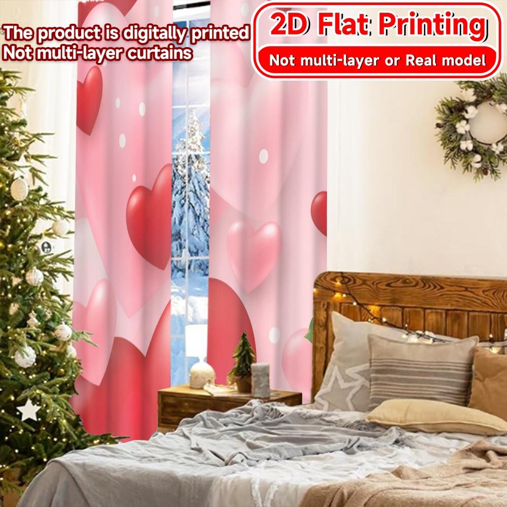 Flat Printing Heart Wonderland Popular Pattern Curtains Versatile Polyester Decorations Outdoor Use Set Of 2 Made