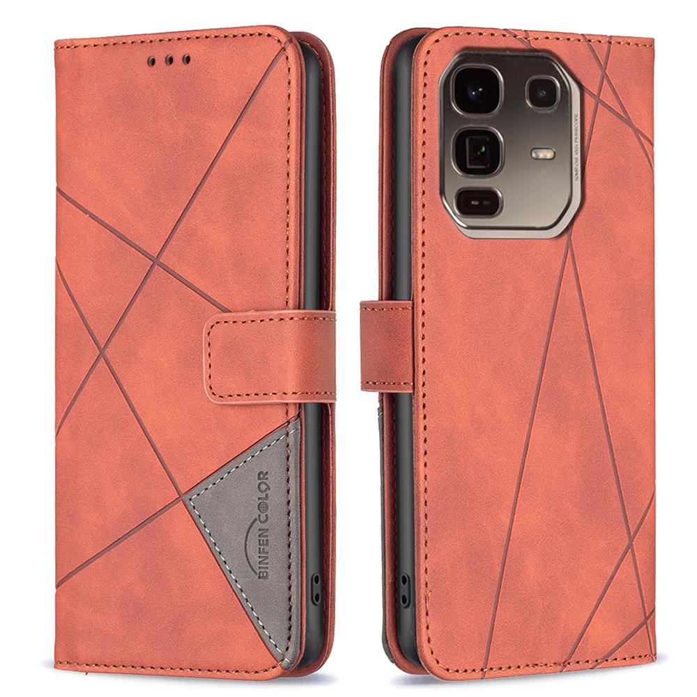 BINFEN COLOR For Infinix Note 50 Pro+ 5G Phone Case Wallet Stand Geometry Imprinted Leather Cover