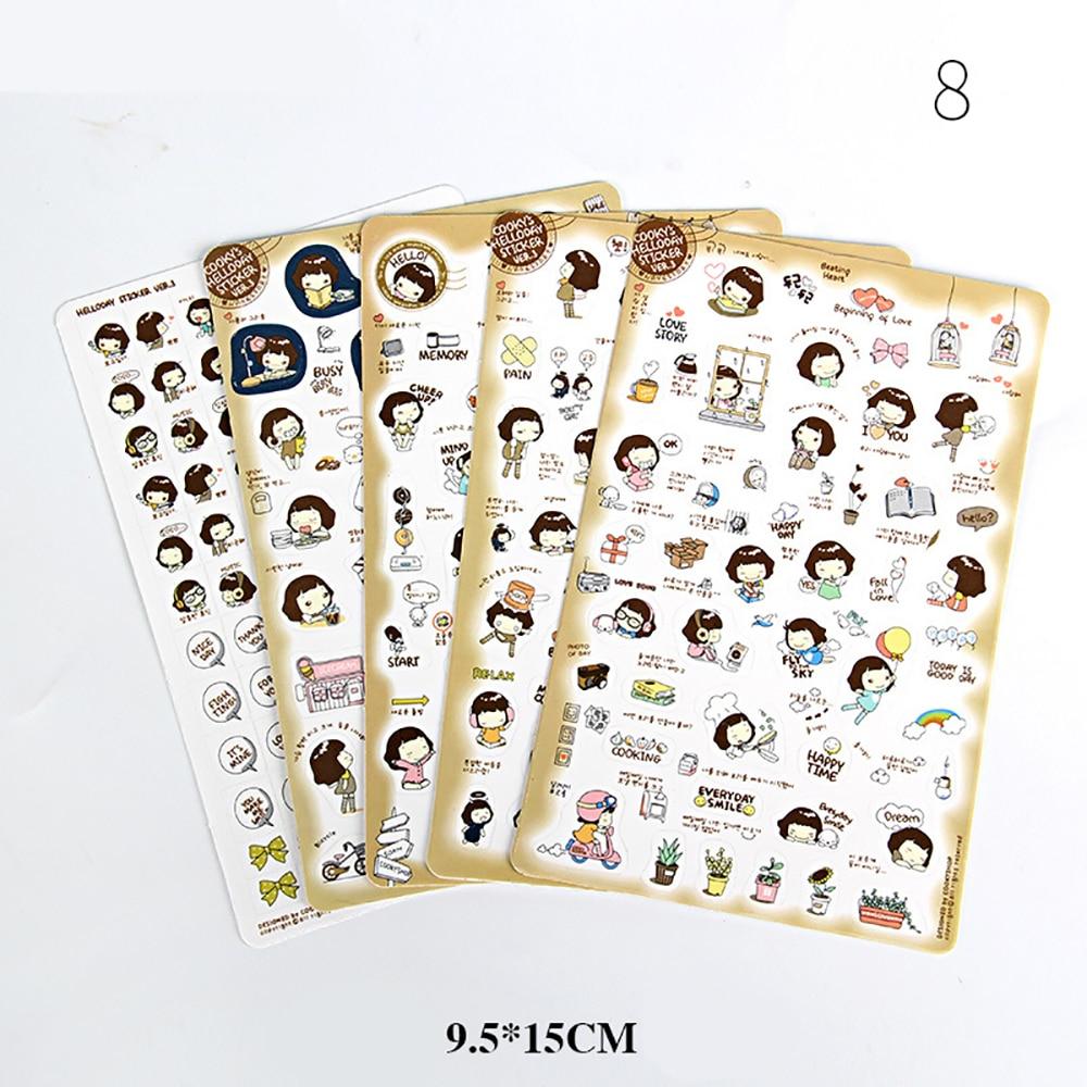 6 Sheets Cartoon Creative Stickers DIY Scrapbook Diary Phone Decorative Stickers Stationery