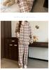 Plaid Long Sleeve Pajama Set with Pants – Spring & Autumn Style, Comfortable Home or Dorm Wear, Suitable for Outdoor Use