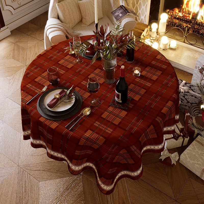 Hochwertige Weihnachts- und Neujahrs-Rundtischdecke für Ess- und Kaffeetische