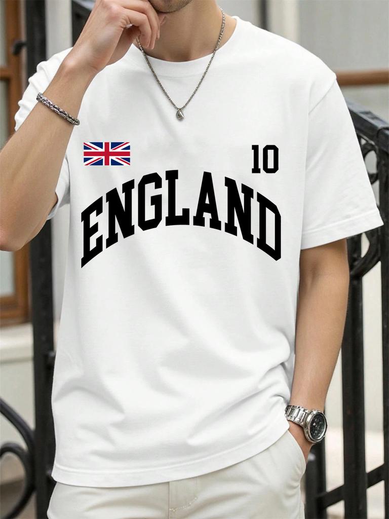 England Letter Uk Print TShirt For Men Cotton Summer T Shirts ONeck AllMatch Clothing Unisex Casual Loose Short Sleeve