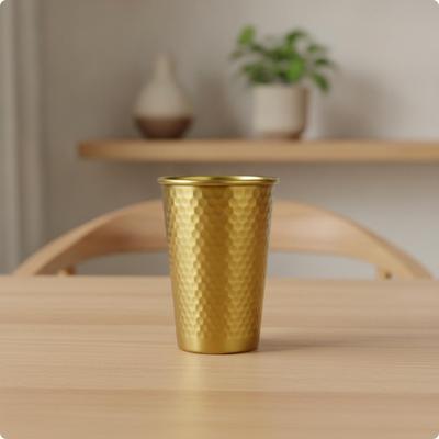 Hammered Metal Tumbler Reusable Drinking Glass Lightweight for Home Bar