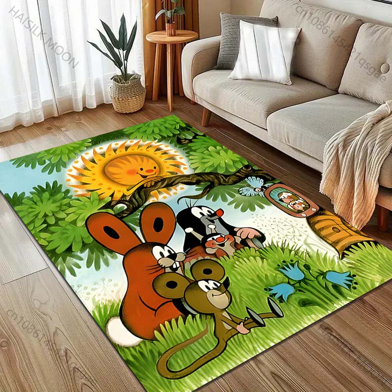 Alfombra de dibujos animados con estampado de Topito para Sala de Estar, Dormitorio, Sofá, Felpudo Decorativo, Alfombra de Área para Mesa de Sofá, Alfombrilla Antideslizante para el Suelo para Regalos