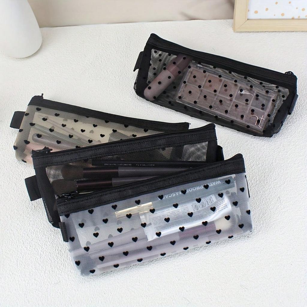 1 Piece Transparent Mesh Makeup Bag, Travel Portable Makeup Brush Organizer, Women'S Lipstick Storage Tool