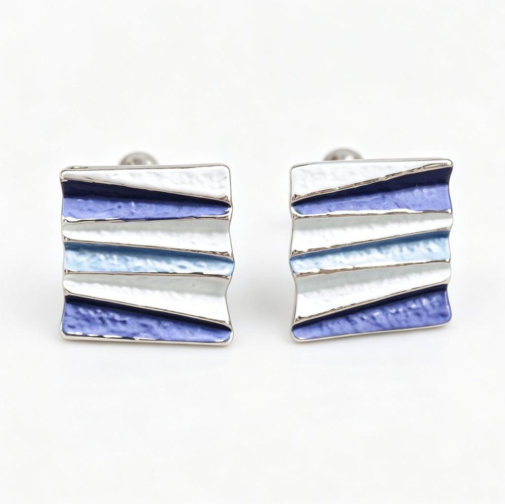 Gradual change hand-painted enamel color stud earrings geometric stripes design temperament earrings light luxury niche earrings