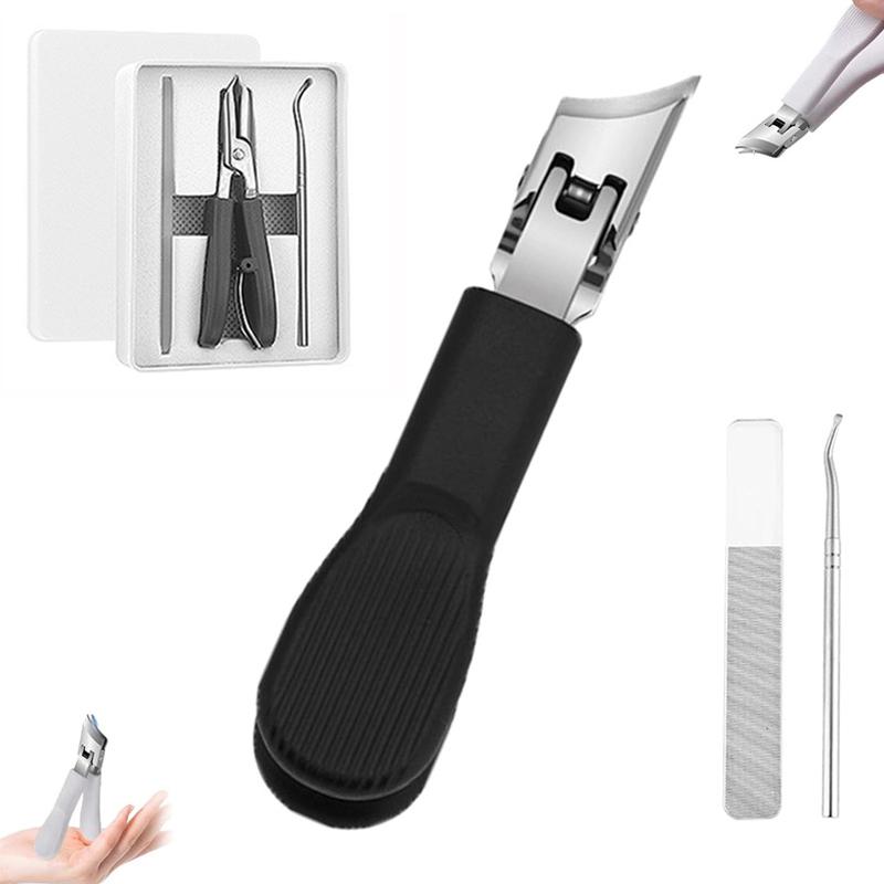 Wide-Jaw Opening Anti-Splash Slanted Nail Clipper Ingrown Nail Clippers Portable Toenail Fingernail Trimmer Set Manicure Tools