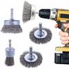 5PC Wire Brush Set with Shank for Drill Grinding Rust Removal Stainless Steel Wire Wheel Brush for Power Tools