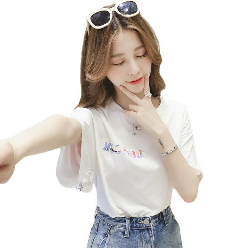 Spot Front and Rear Letter Bottoming Shirt Summer Women's Short-sleeved T-shirt Women's Summer, the New Loose Large-size Bottoming Shirt