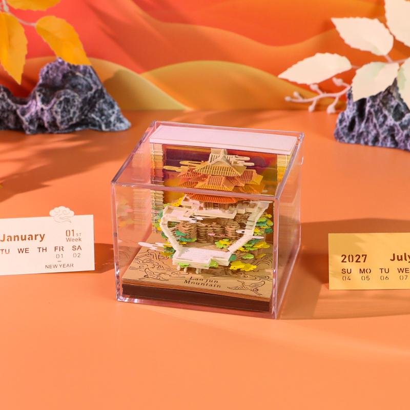 Stylish 2027 Desk Calendar With LED Lights 3D Pages For Home Decoration