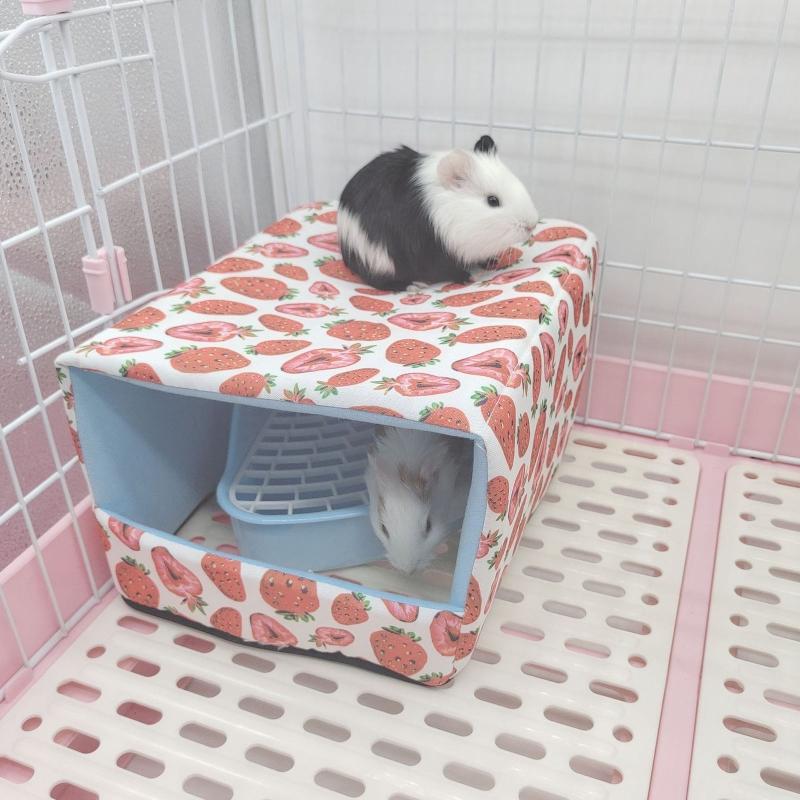Hamster Winter Bed Warm Cave Cozy Hideout Bottomless House Cute Print for Small Animals Ferrets Playing Sleeping