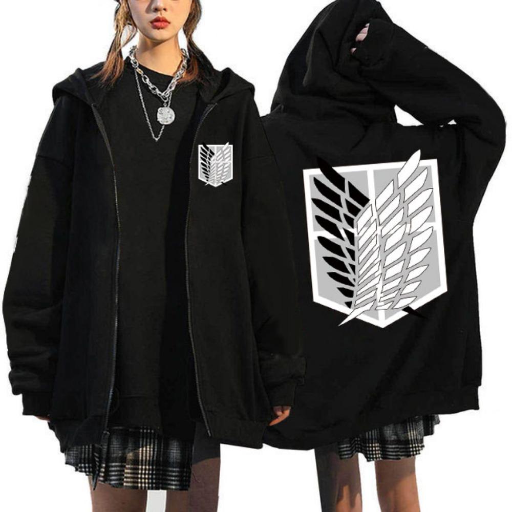 Anime Attack on Titan Poslední sezóna Mikina s kapucí na zip Shingeki No Kyojin Y2k Bundy na zip Mikiny Eren Yeager Manga Streetwear