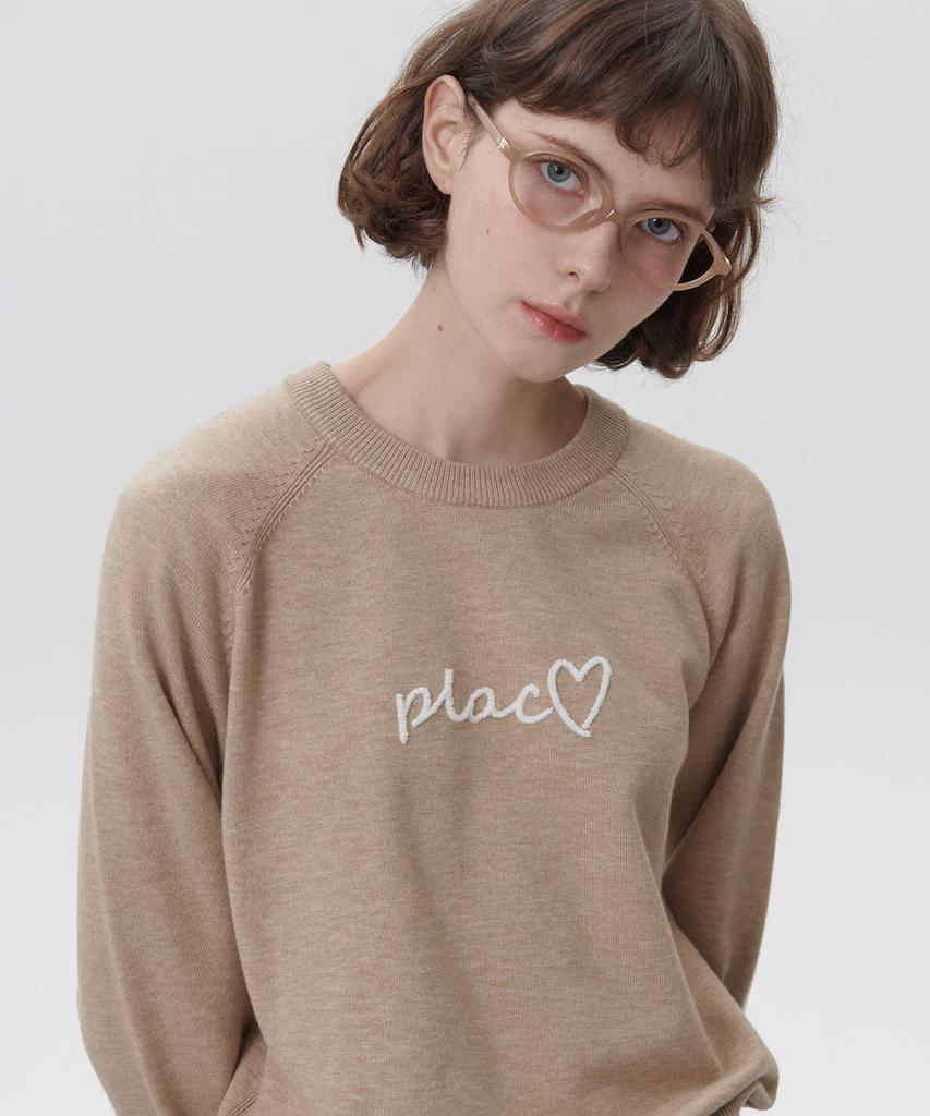 PLAC WOMEN Raglan Plack Pullover Knit Beige