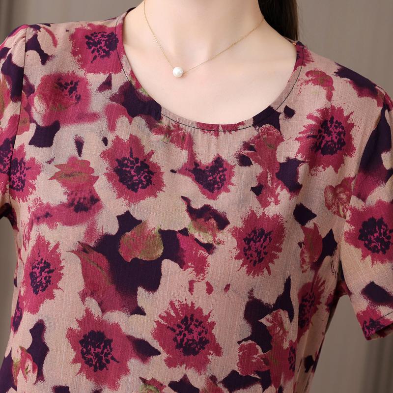 Summer Women's Two Pieces Set Plus Size Elegant Cotton Linen Pant Sets Casual Ladies Clothes