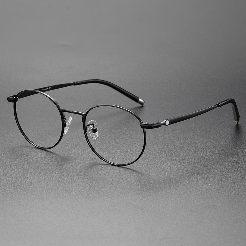Bai Jingting With Ultra-Light Pure Titanium Round Frame Myopia Glasses Frame Anti-Blue Flat Light Glasses 01720 чёрный