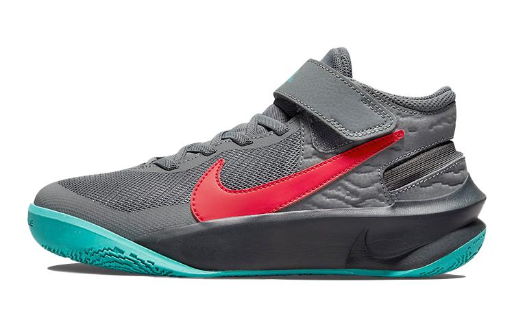 Nike Team Hustle D 10 Flyease Smoke Grey Washed Teal Siren Red GS DD7303-008 38.5