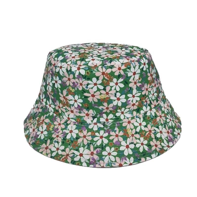 Double Sided Bucket Hat Flower Street Bronzing Print Hip Hop Pot Hat Sun Hat