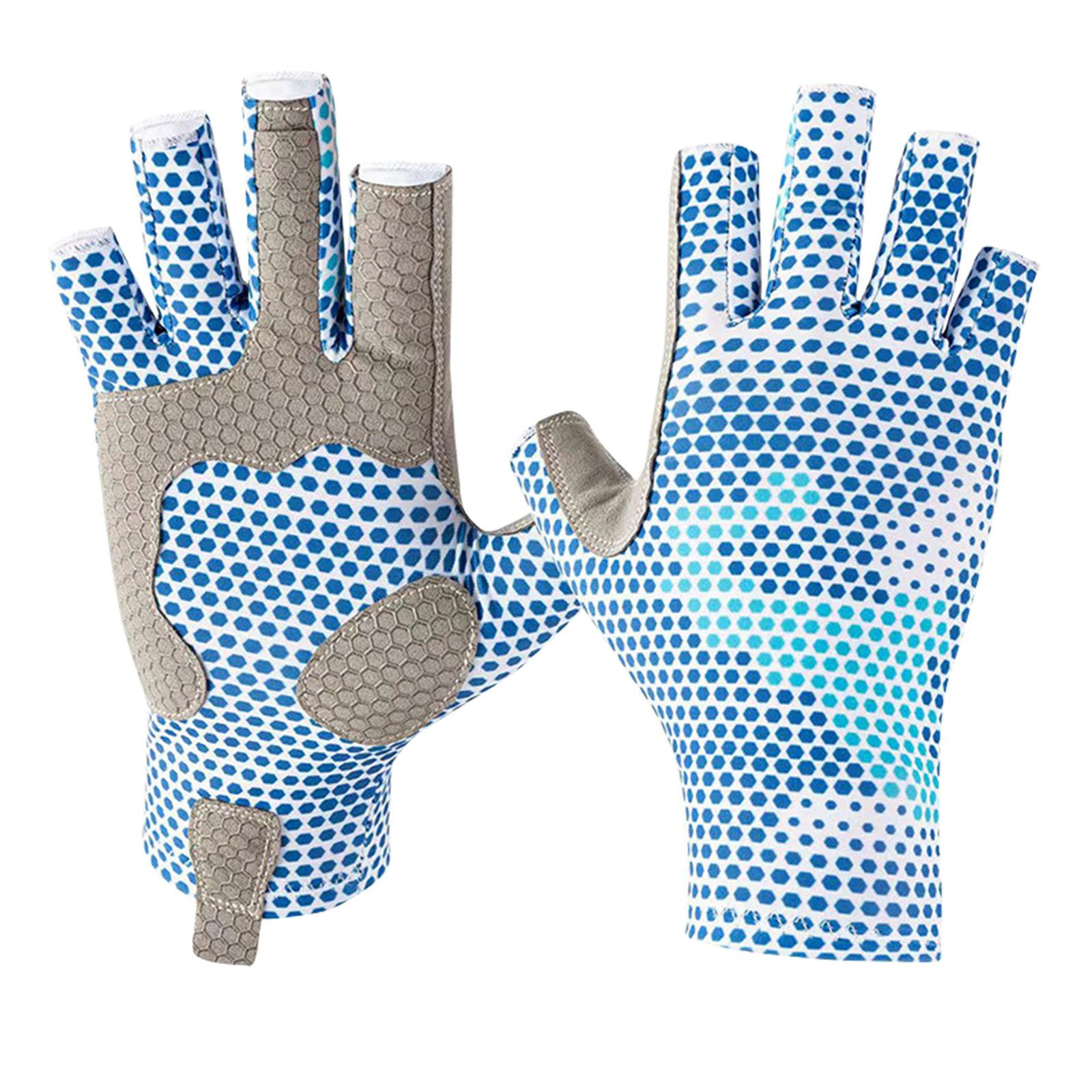 

Рыболовные перчатки мужские и женские, противоскользящие силиконовые перчатки для парусного спорта Перчатки для каяка Перчатки для гребли Перчатки для гребли, УФ-перчатки Солнцезащитные перчатки Перчатки для рыбалки нахлыстом One Size синий