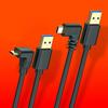 25-150cm Right Angle USB Type C Cable USB 3.0 A Male To USB C Male 60W Fast Charge For Phones Laptops Fan
