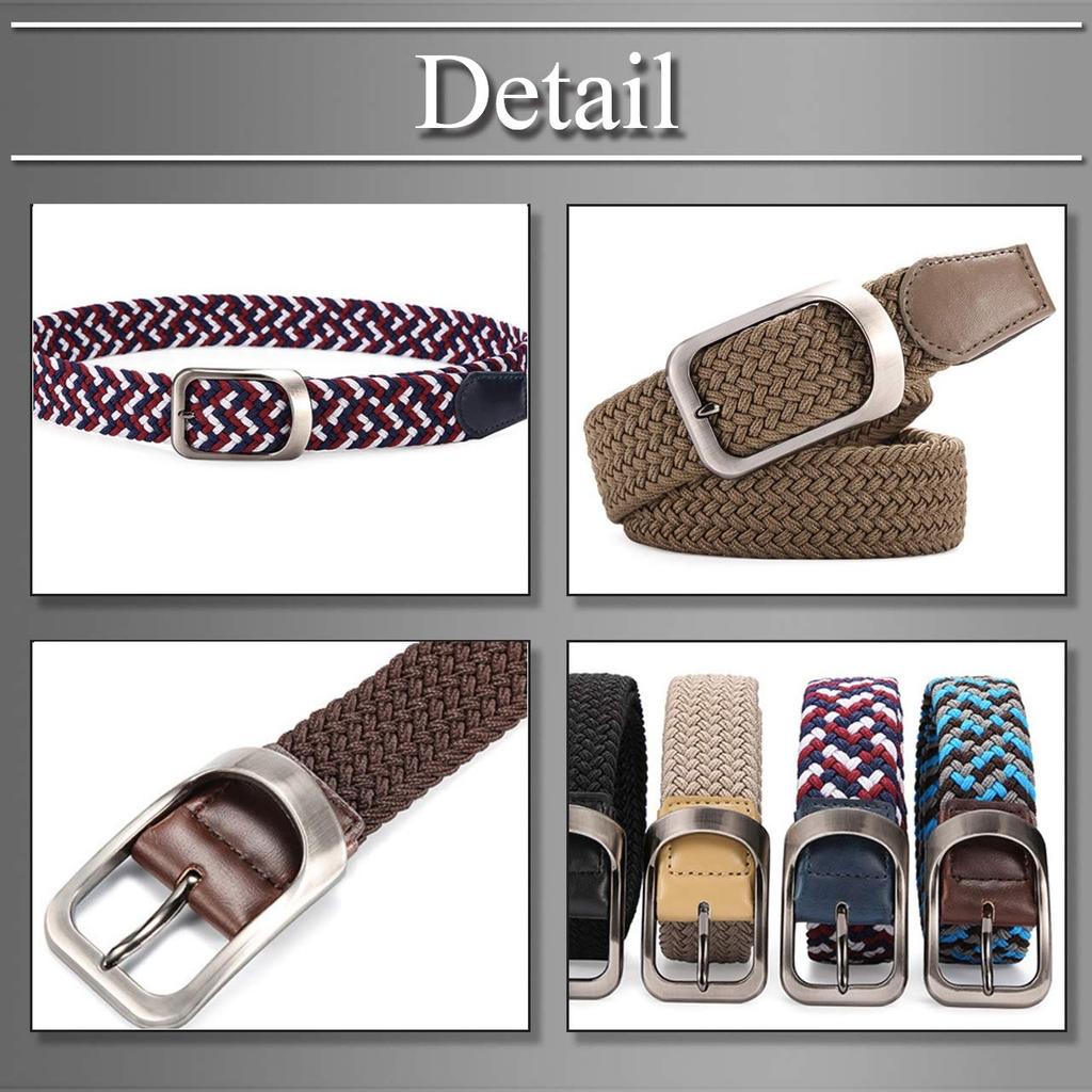 BUZZxSELECTION Elastic One Size Fits LBT047 Men's Belt, Braided, Stylish, Casual, All, (09MIX Blue)