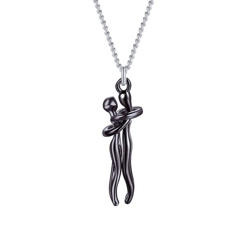 Hug Trendy Unisex Necklace Geometric Style 925 Silver Necklace Pendant