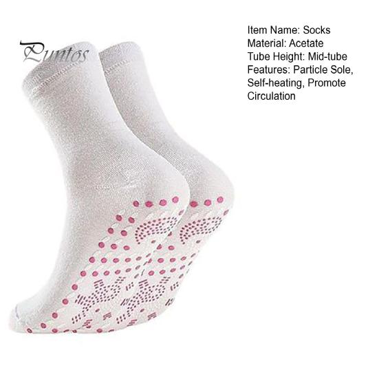 1 Pair Winter Heated Socks Particle Sole Massage Promote Circulation Self-heating Socks Mid-tube High Elasticity Warm Slipper Socks