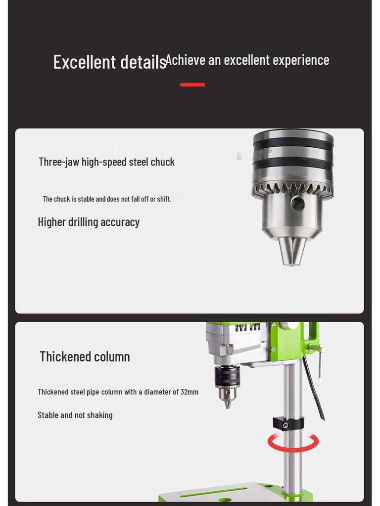 Compact 220V Multifunctional Precision Bench Drill & Milling Machine for Woodworking with Speed Control