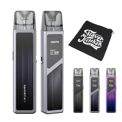 [2] Aspire Favostix 2 POD Kit: Aspire Favostix 2 with FlavorKitchen Original Mini Pouch / VAPE Starter Set (Ice Grey)