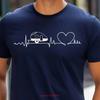 Camp Heartbeat T Shirt Funny Camping Lover Vintage Soft Breathable Graphic Comfortable Streetwear Stretched Slightly