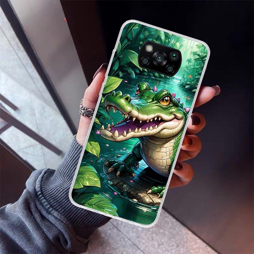 Crocodile Animal Phone Case For Xiaomi Poco X5 X6 X7 Pro F7 Ultra M7 Redmi 15C 15 13C 13 12C 12 10 10C 10A 9 9C 9T 9A Cover Poco