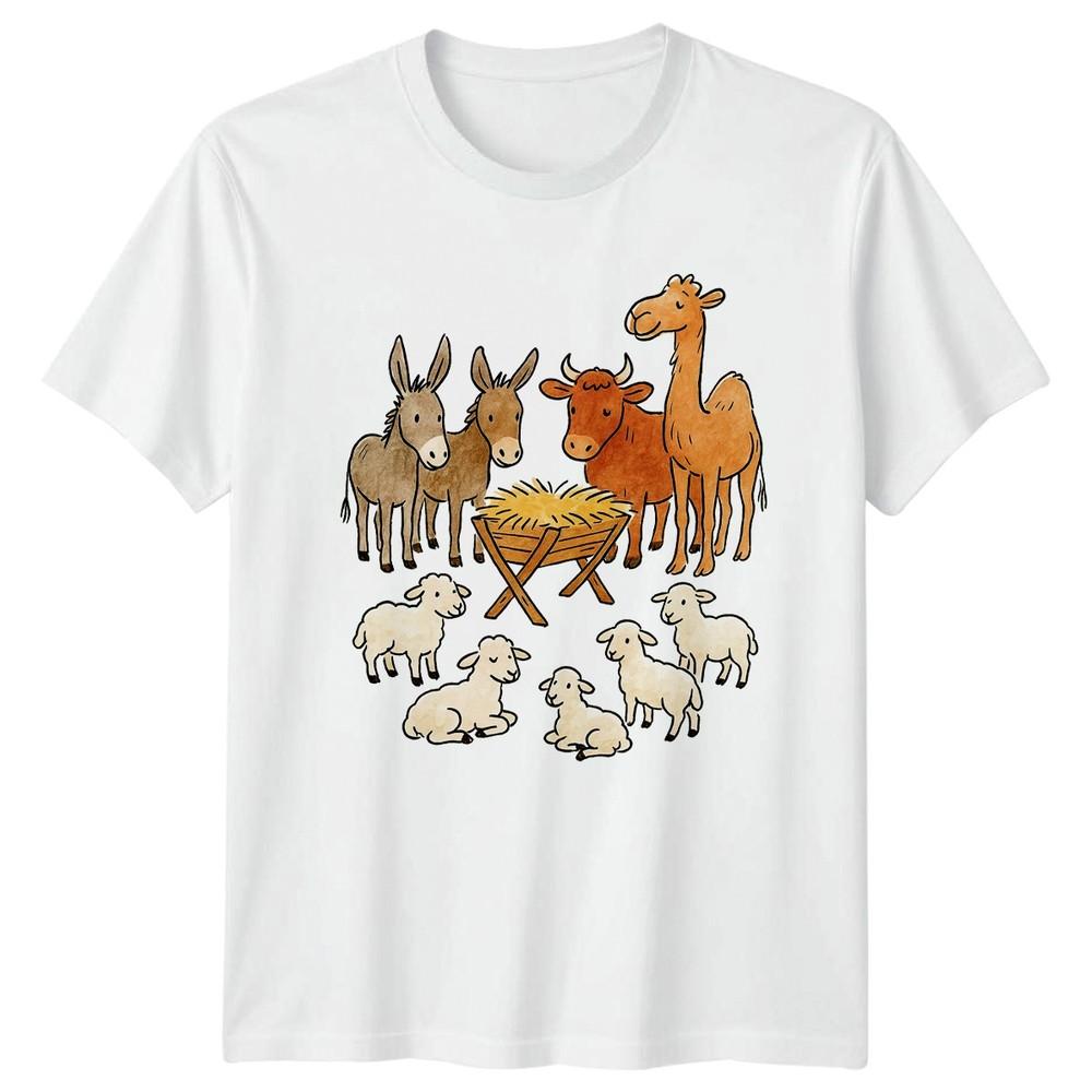 Christmas Nativity Scene Animals Unisexger Holidays Unisexs Unisexs Graphic Tee S