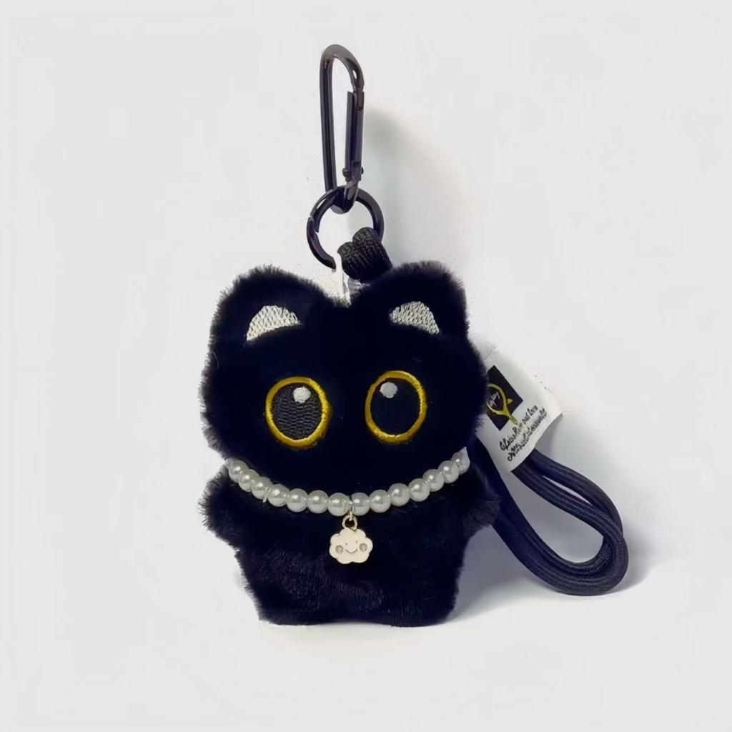 6/1pcs Cute Plush Black Cat Doll Toy Keychain Bag Pendant Charms Kawaii Keyring Accessories For Women Couples Gift