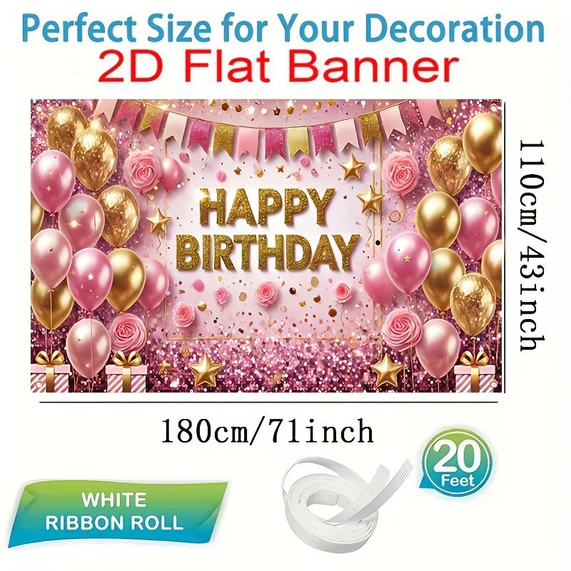 1Pcs Pink Golden Birthday Glitter Letters Balloons Decoration Background Birthday Backdrop Decorations For Photo Studio Booth Party