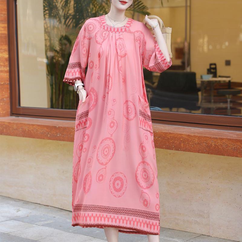 Women's Plus Size Boho Printed Maxi Dress – Oversized Summer Dresses with Pockets