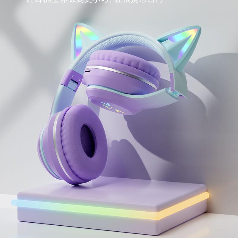 Gradient Cat Ear LED Bluetooth Headset BT035C - Gaming Style