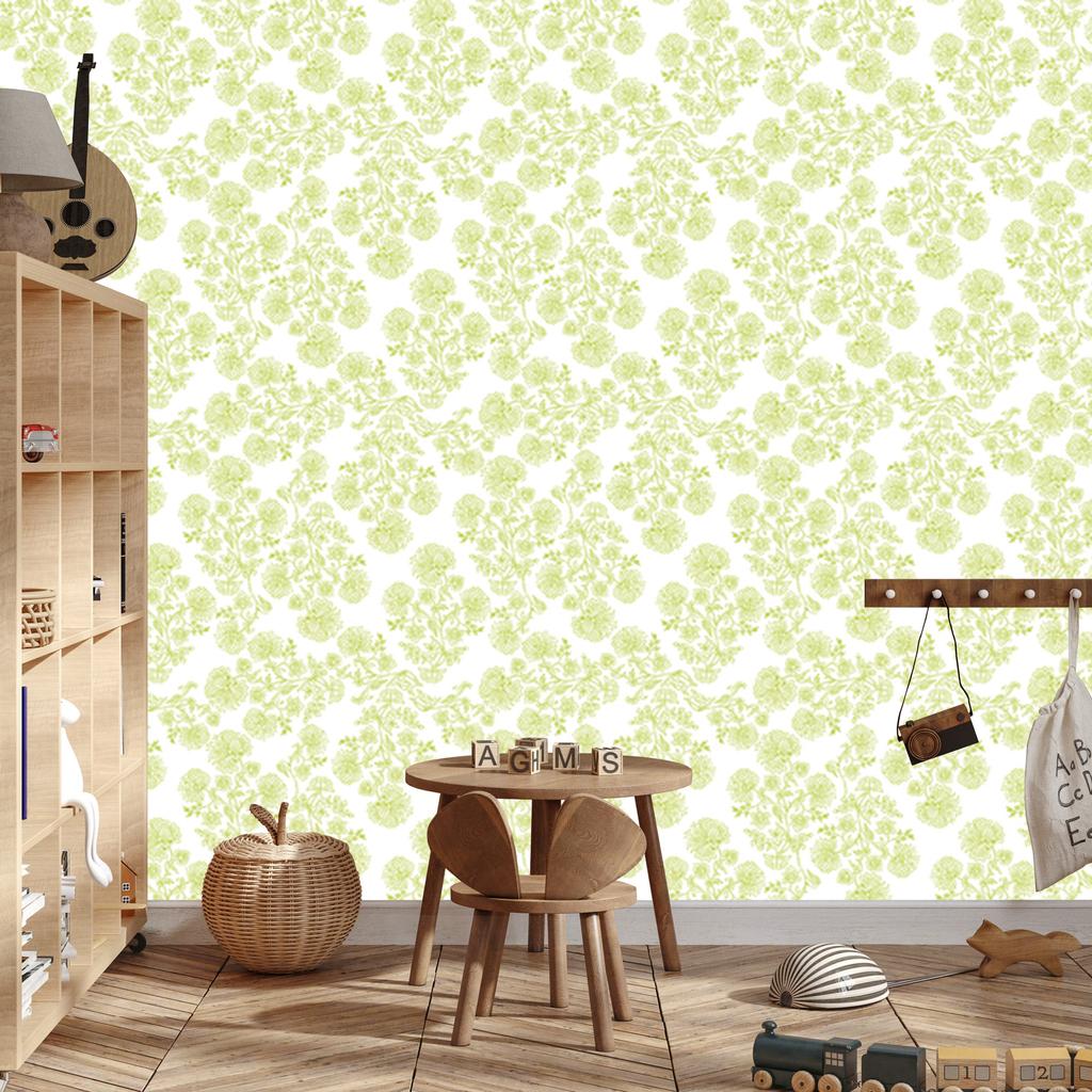 Wallpaper Flowers Cream, White and Yellow for Living Room and Bedroom 50x1000